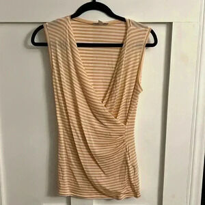 MaxMara Orange White Stripe Faux wrap sleeveless Top